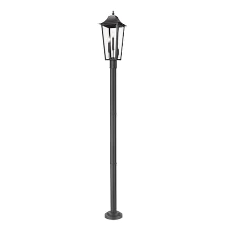 Z-Lite Gannon 3 Light Outdoor Post Mount Fixture, 10in. W x 100.5in. H, Black 5008PHBR-567P-BK
